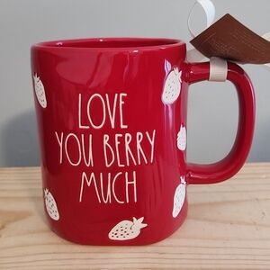Rae Dunn Red Love You Berry Much Strawberry Ceramic Mug NWT
